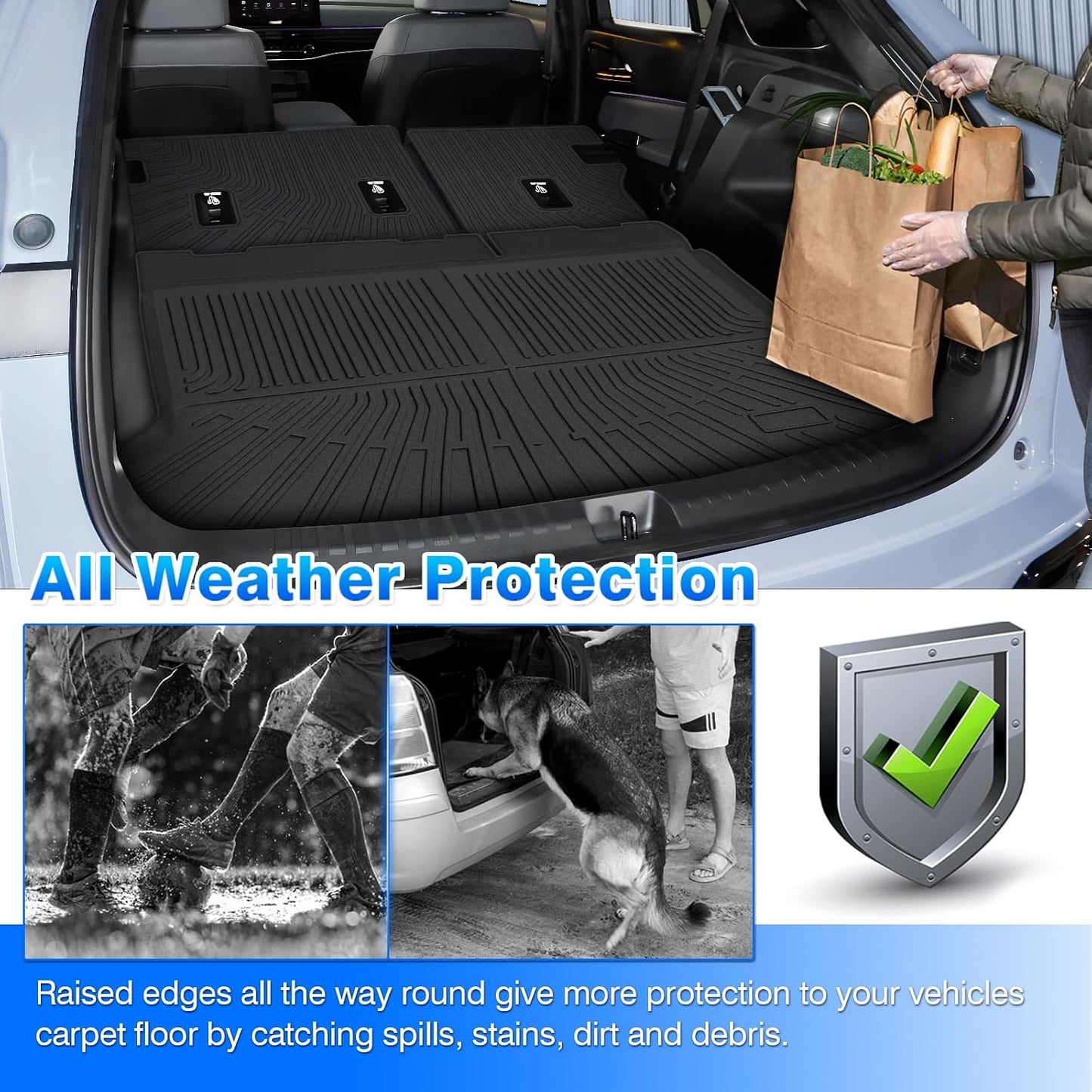Cargo Liner for Honda Prologue/Chevy Blazer EV 2024-2026 Trunk Mat with Back Seat Cover All Weather Cargo Mat for Prologue Accessories (Trunk Mat+Backrest Mats)