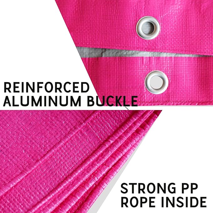 STARPYNG-12 Mil Pink/Silver 12x16 Feet Tarp-Heavy Duty Poly Tarp-Cover,Waterproof, UV Resistant, Weather Resistant, Cover Cars, Boats, Courtyards,Camping
