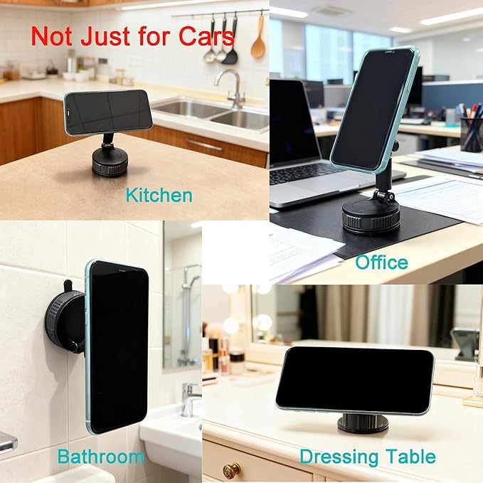 Car Phone Holder Mount with Nano Gel Vacuum Magnetic Suction,Magsafe Car Holder, Phone Mount for Car/Home/Workplace, Compatible for Phones