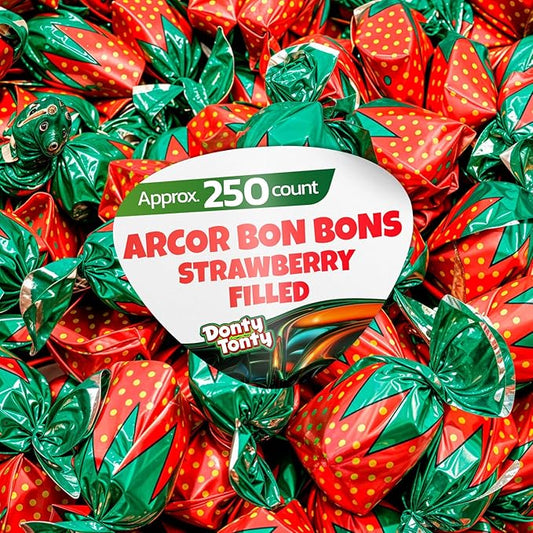 ARCOR Strawberry Bon Bons 4 lb – Individually Wrapped Hard Candy with Soft Center, Bulk, Old Fashioned