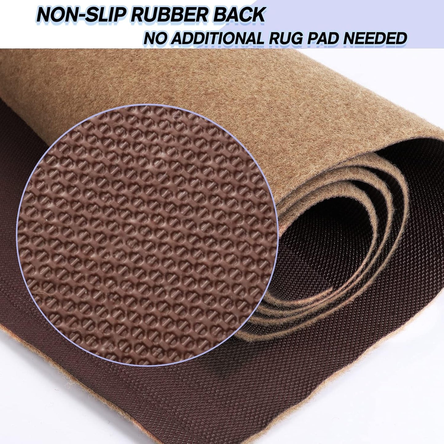 Custom Size Backed Non-Slip Area Rugs Runner, Easy Clean, Waterproof Runner Rugs for Hallway Entryway, Kitchen, Laundry, 3FT x 31FT, Beige