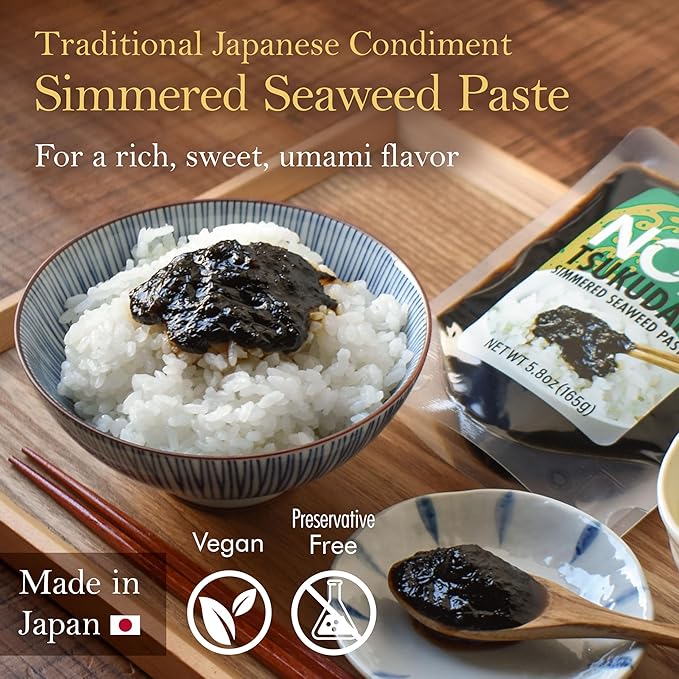 YAMASAN KYOTO UJI Japanese Nori Tsukudani Simmered Seaweed Paste, Umami and Sweet, Vegan, Low Fat, Versatile Condiment for Topping Rice and Various Dishes, Made in Japan 165g(5.8oz)