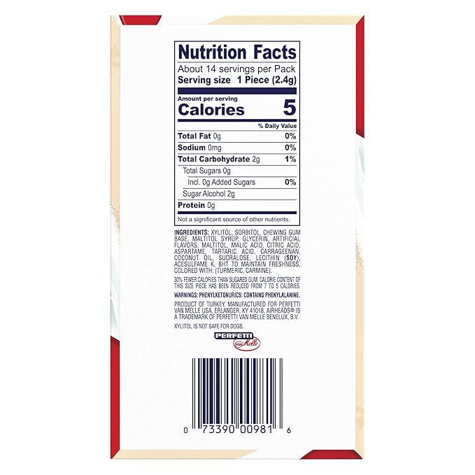 Airheads Candy, Chewing Gum, Raspberry Lemonade Flavor, Sugar Free, Xylitol, 14 Sticks per Pack, Box of 12 Packs