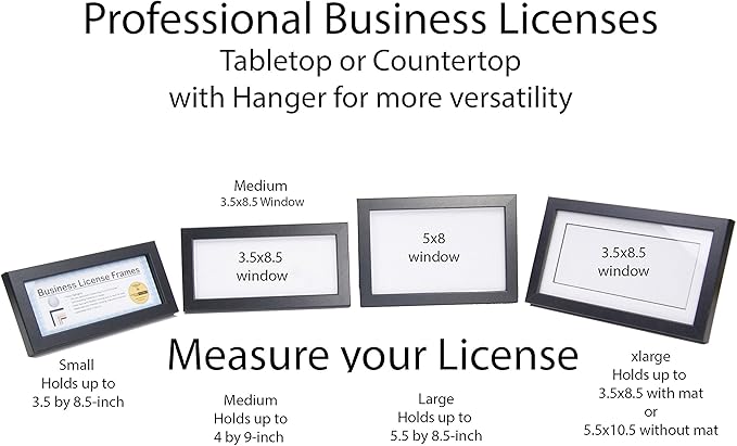 Creative Picture Frames 4” x 9” Stainless Steel Finish Business License Certificate Frame (pack of 4)