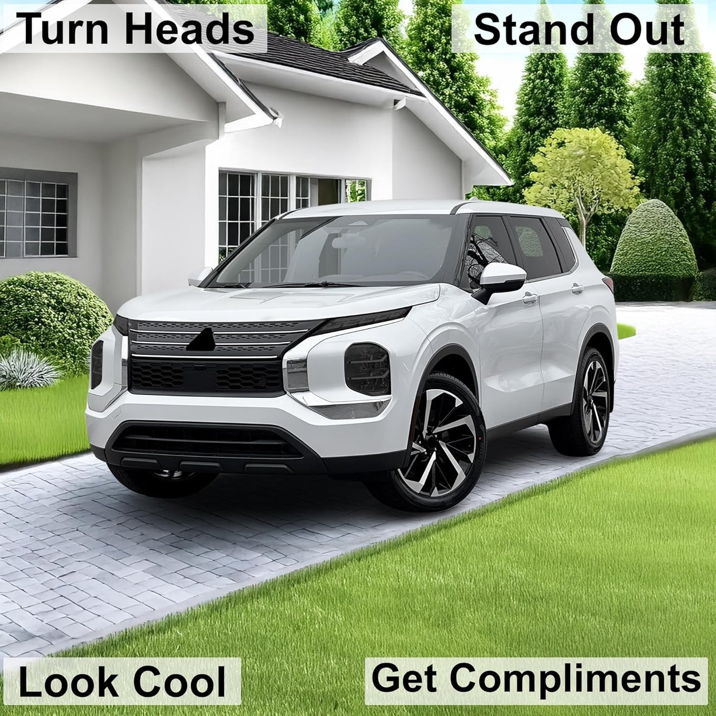 BOGAR TECH DESIGNS Full Headlight Head Light Tint Kit Compatible with Mitsubishi Outlander 2022-2025, Dark Smoke