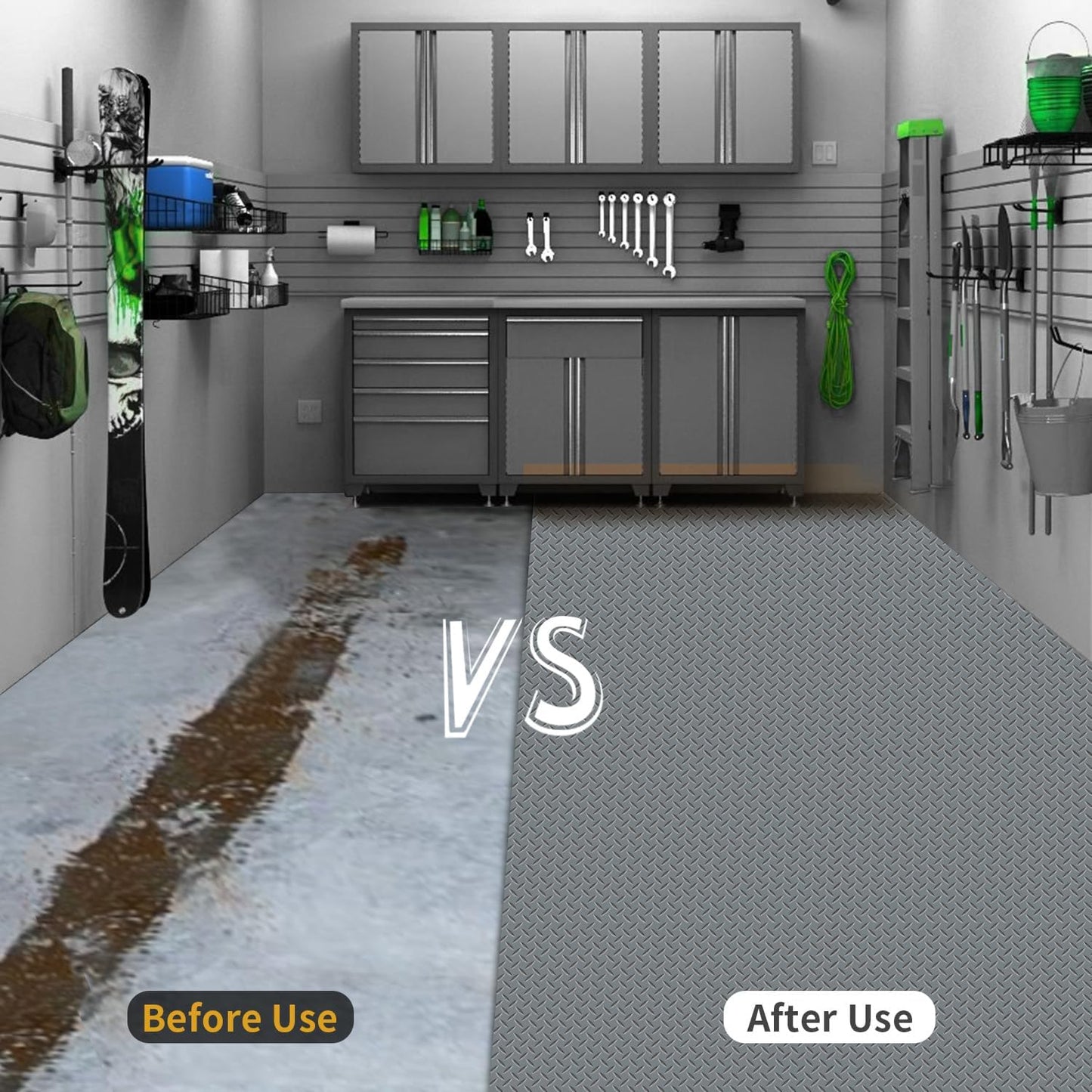 Premium Garage Floor Mat, Commercial Grade Heavy Duty Parking Mat for Garage Floor, Golf Cart Parking, Water/Stain Resistant Floor Runner (Grey Diamond, 2 Rolls x 4 x 13 Feet)