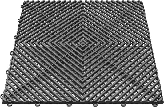 25PCS|15.7"x15.7" Garage Flooring Tiles, Non-Slip Interlocking Plastic Garage Floor Mat, Garage Organization & Garage Storage, Vented Pattern (Black)