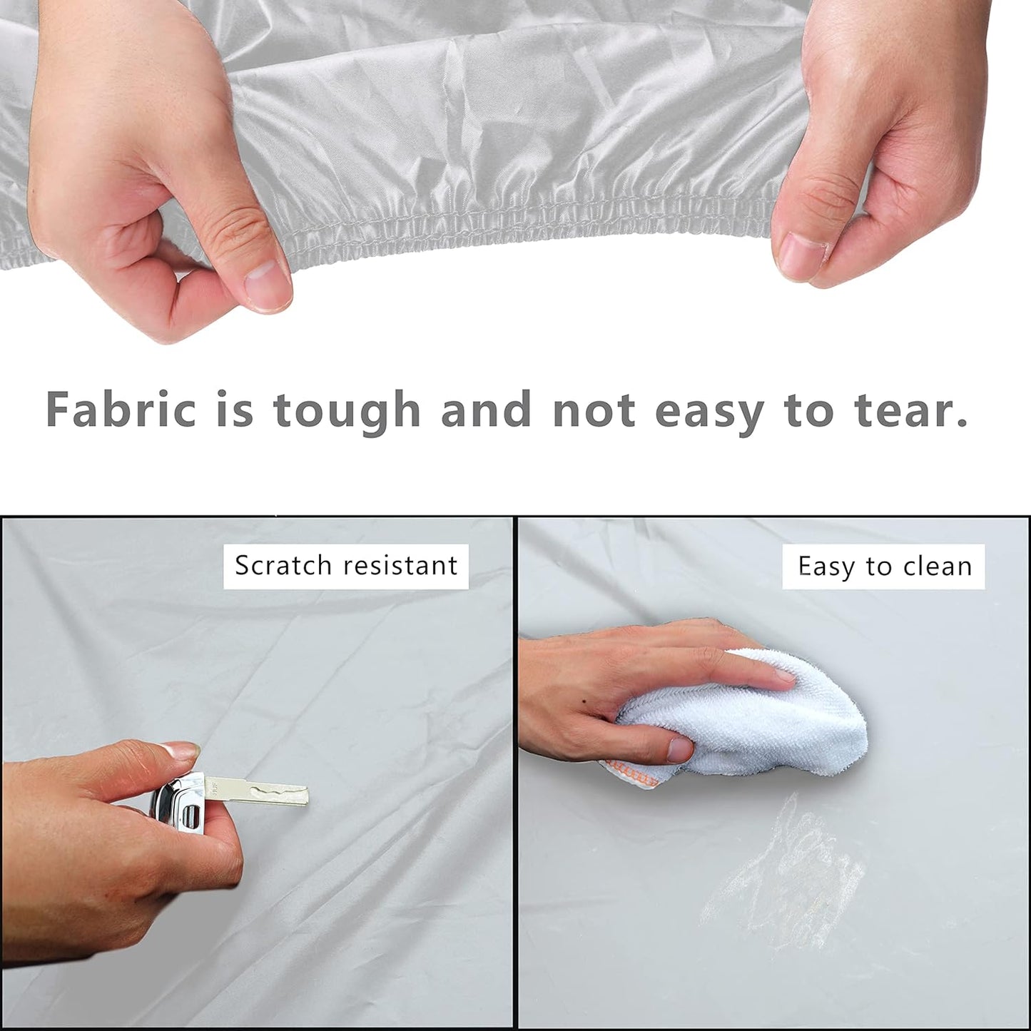 MORNYRAY Waterproof Car Cover All Weather Snowproof UV Protection Windproof Outdoor Full Truck Cover, Universal Fit for (Fit Truck Length 210-230 inch,All Silvery)