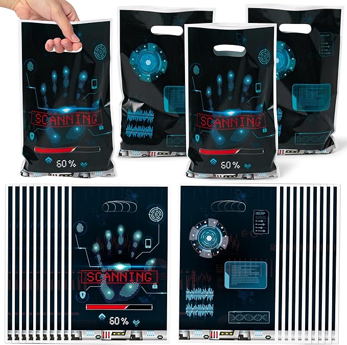 Top Secret Spy Party Favor Bags - 50Pcs Mysterious Secret Agent Goody Candy Treat Gifts Bags, Mystery Spy Themed Party Decorations for Kids Boys Girls Birthday Escape Room Events Supplies