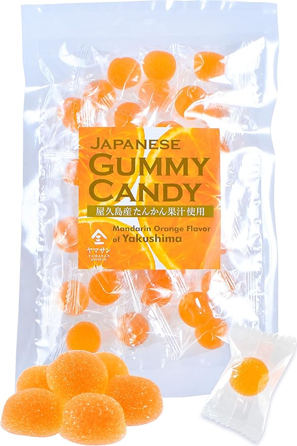YAMASAN KYOTO UJI Japanese Candy - Mandarin Orange Flavor of Yakushima, Individually Wrapped, No Chemical Seasoning, Gluten and Fat Free Sweets (4.9OZ)