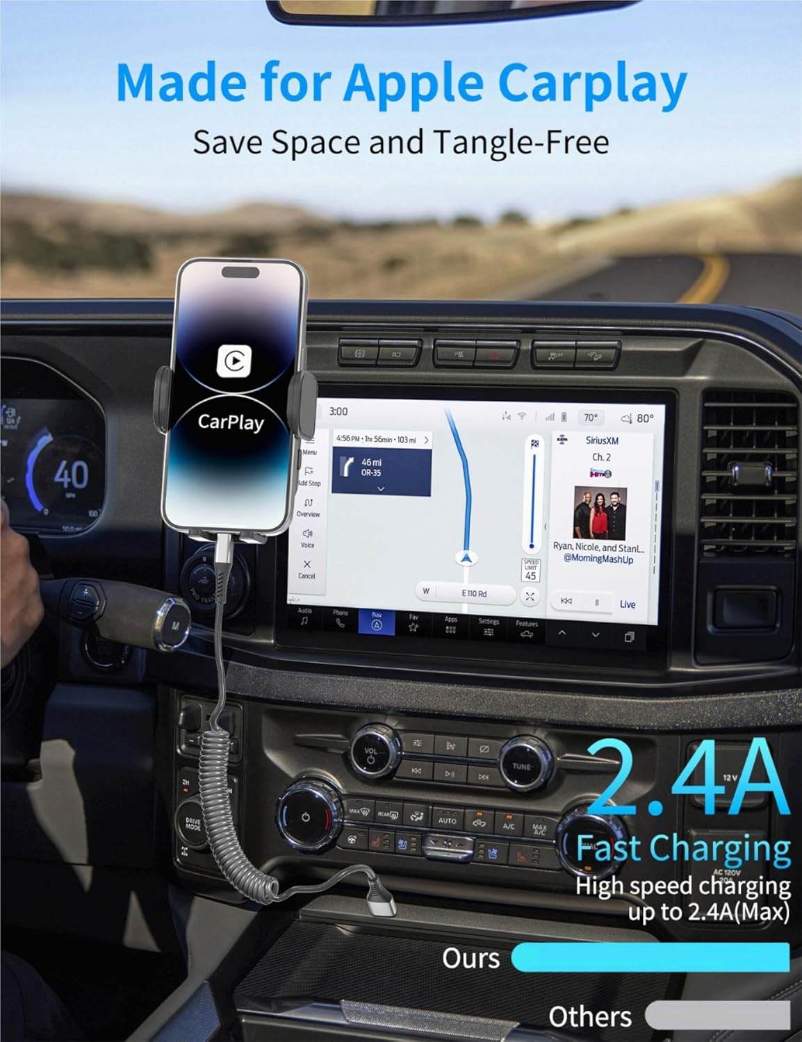 Coiled Lightning Cable for Car, 2Pack Retractable iPhone Charger Cable Fast Charging, [MFi Certified] Short Apple CarPlay USB to Lightning Cord for iPhone 14 13 12 11 Pro Max Mini XR XS 8 SE iPad