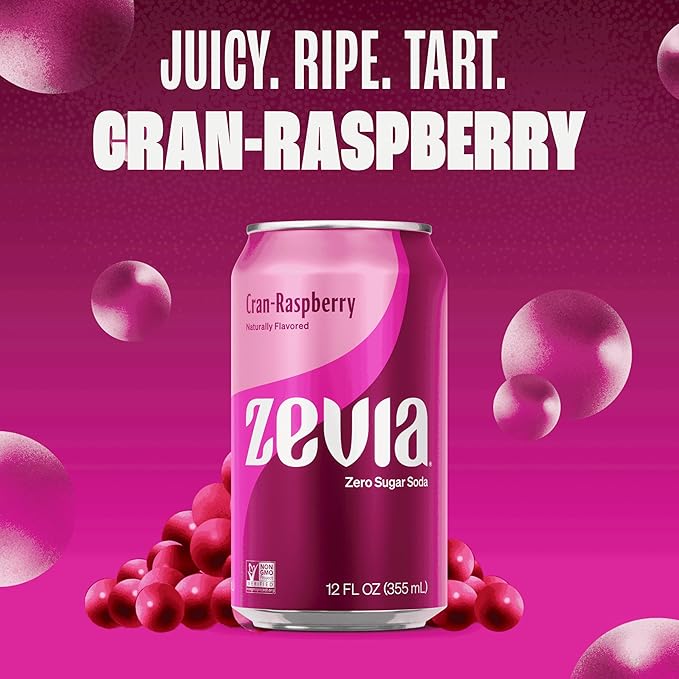 Zevia Zero Sugar Soda, Fruity Variety Pack, 12 oz Cans (24-Pack) – Naturally Sweetened, Zero Calorie Sugar Free Soda - Non-GMO Project Verified, Gluten-Free, Vegan