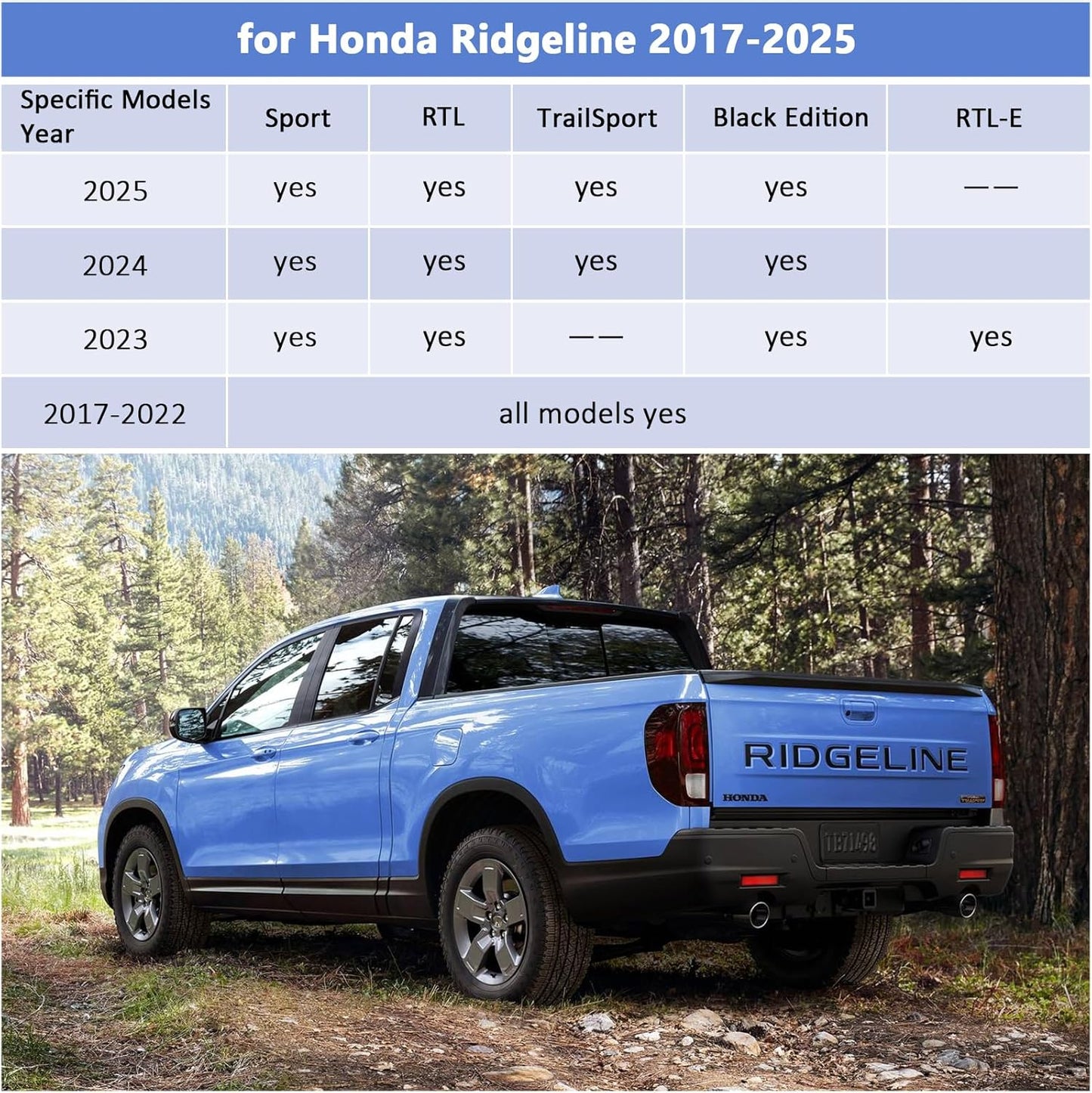 Binmotor-Floor Mats for 2017-2025 Honda Ridgeline Crew Cab, Front & 2nd Row, All Weather Car Floor Mats Ridgeline Car Mats Floor Liners for Honda Ridgeline Accessories