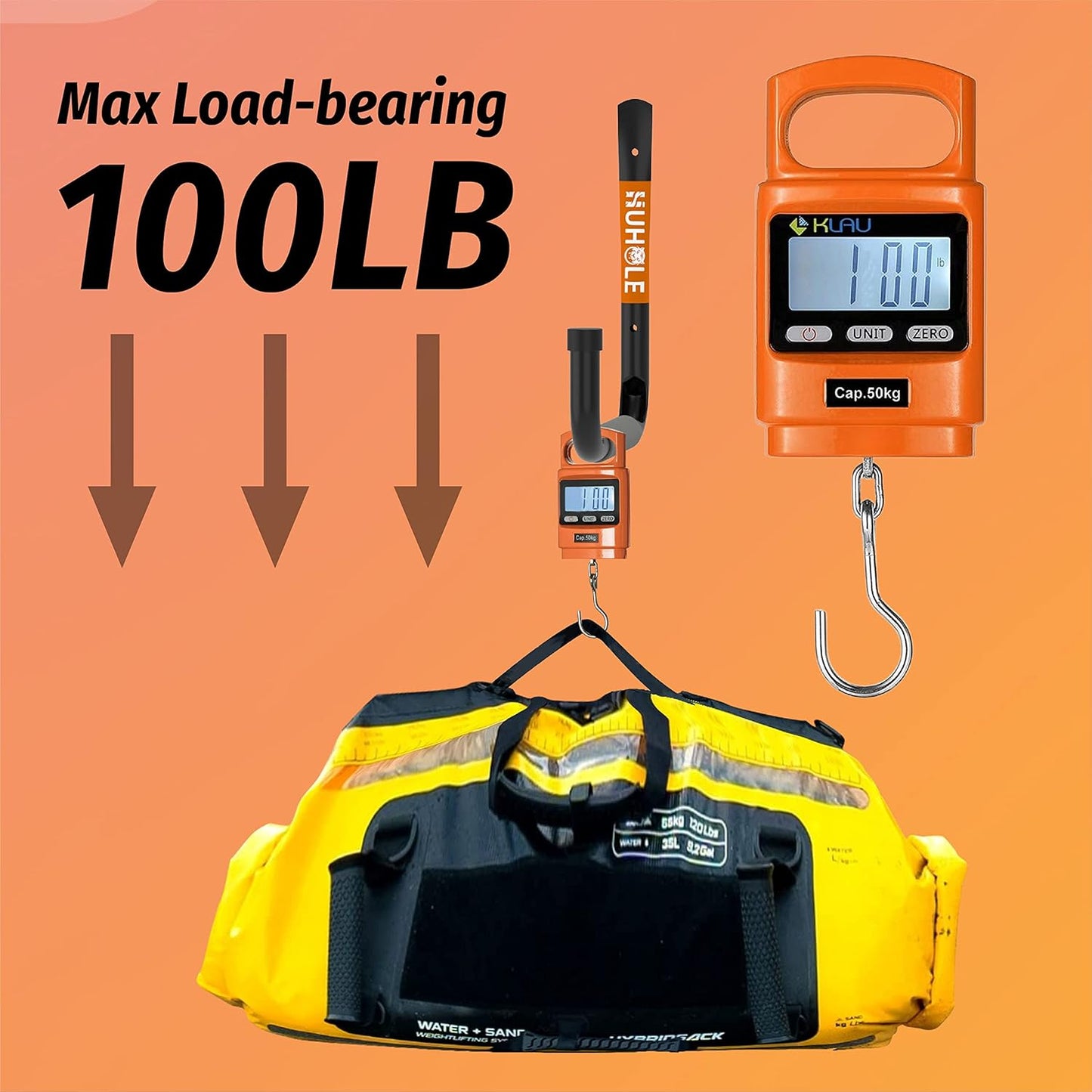 HUHOLE Heavy Duty Garage Ladder Hooks, 4PC, Black Wall Mount Ladder Hangers with 13.6" Jumbo Arm