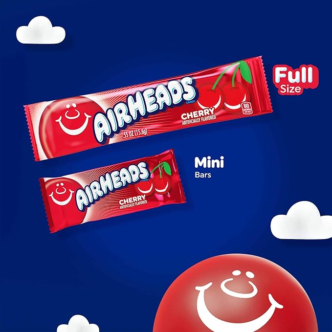 Airheads Mini Bars, Halloween Trick or Treat Candy, Assorted Flavors Variety Pack, Individually Wrapped Bulk Candy for Adults & Kids, Non-Melting, Party, 5 Pound Bag