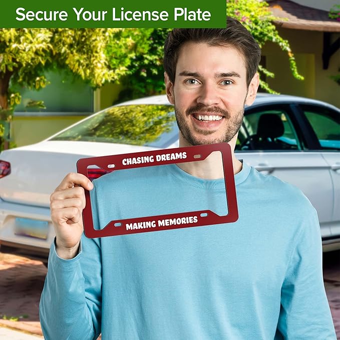 Custom License Plate Frame, Personalized Text License Plate Holders Metal for Front Car Colors Tag, 6.5 x 12.5 Inch, Weather Resistant, Made in USA My Sign Center