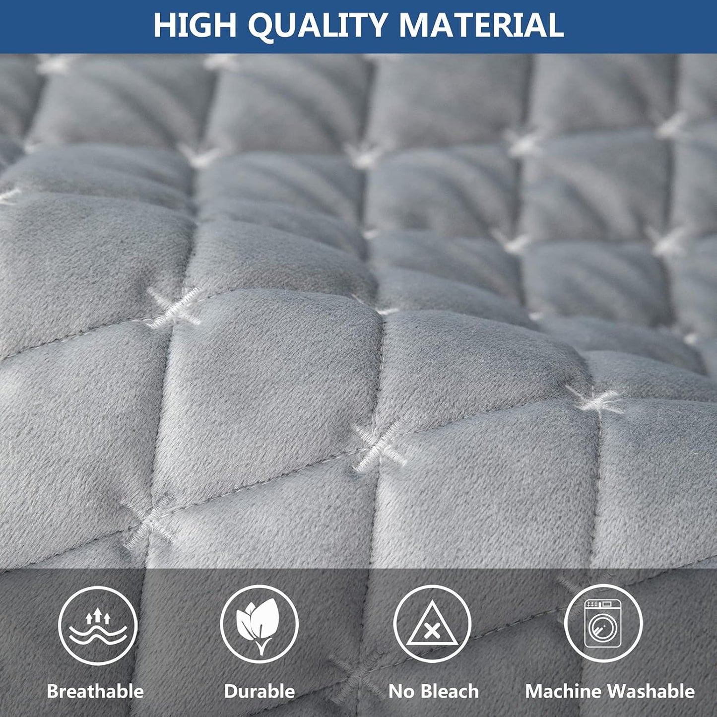 Eismodra Couch Cover,Sectional Couch Covers,Sofa Covers for 3 Cushion Couch,Anti-Slip Sofa Slipcovers for Dogs Cats Kids Loveseat Recliner L Shaped Armrest,Light Gray 43''x63''(Only 1 Piece)