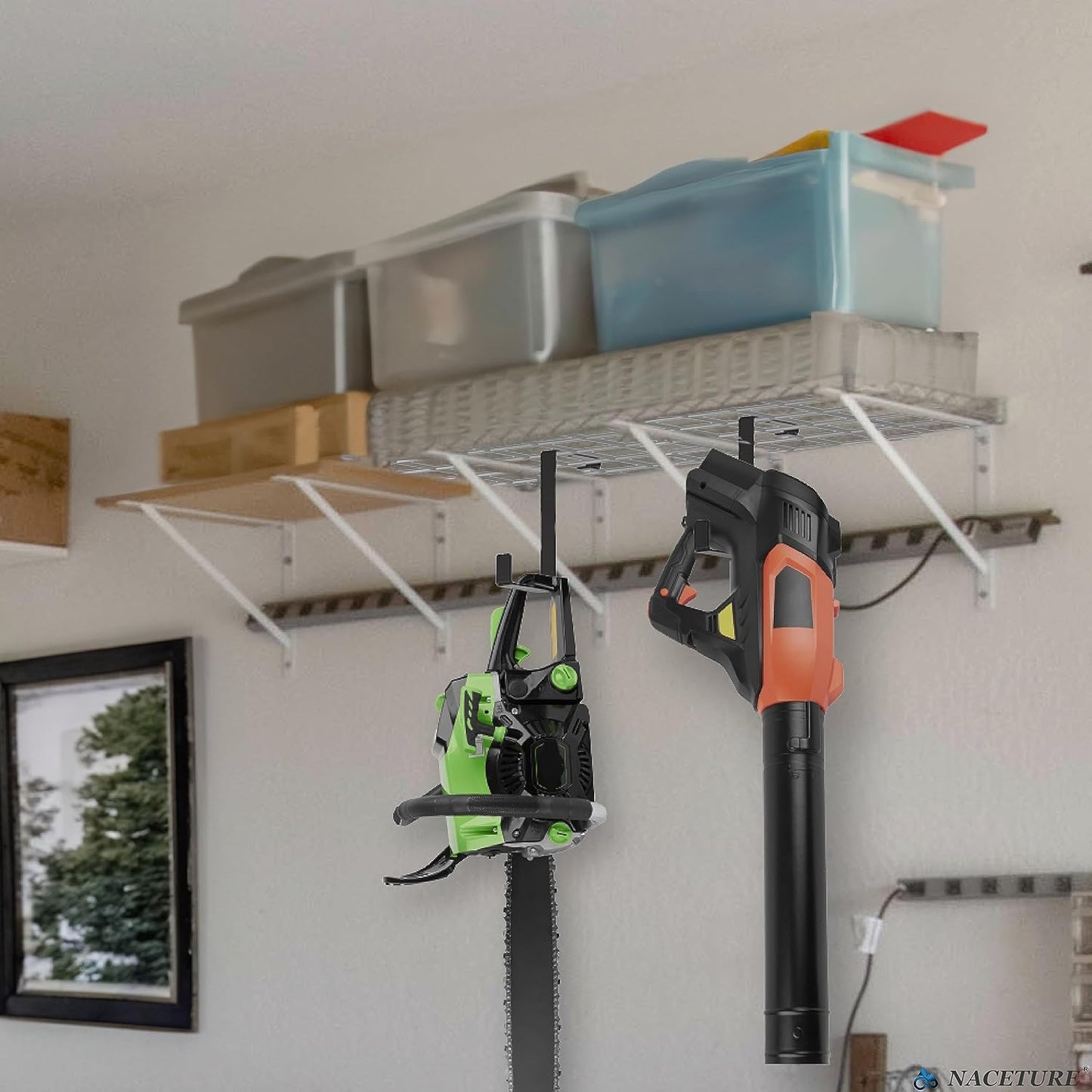 Bike Hooks for Garage Ceiling Mount Rack – Heavy Duty 4X8 Overhead Garage Storage Rack for Ceiling Hanging Bicycle Shelves, Add on Storage Flat Hooks Accessory and Wall Hanger (Z Style 4 Pack)