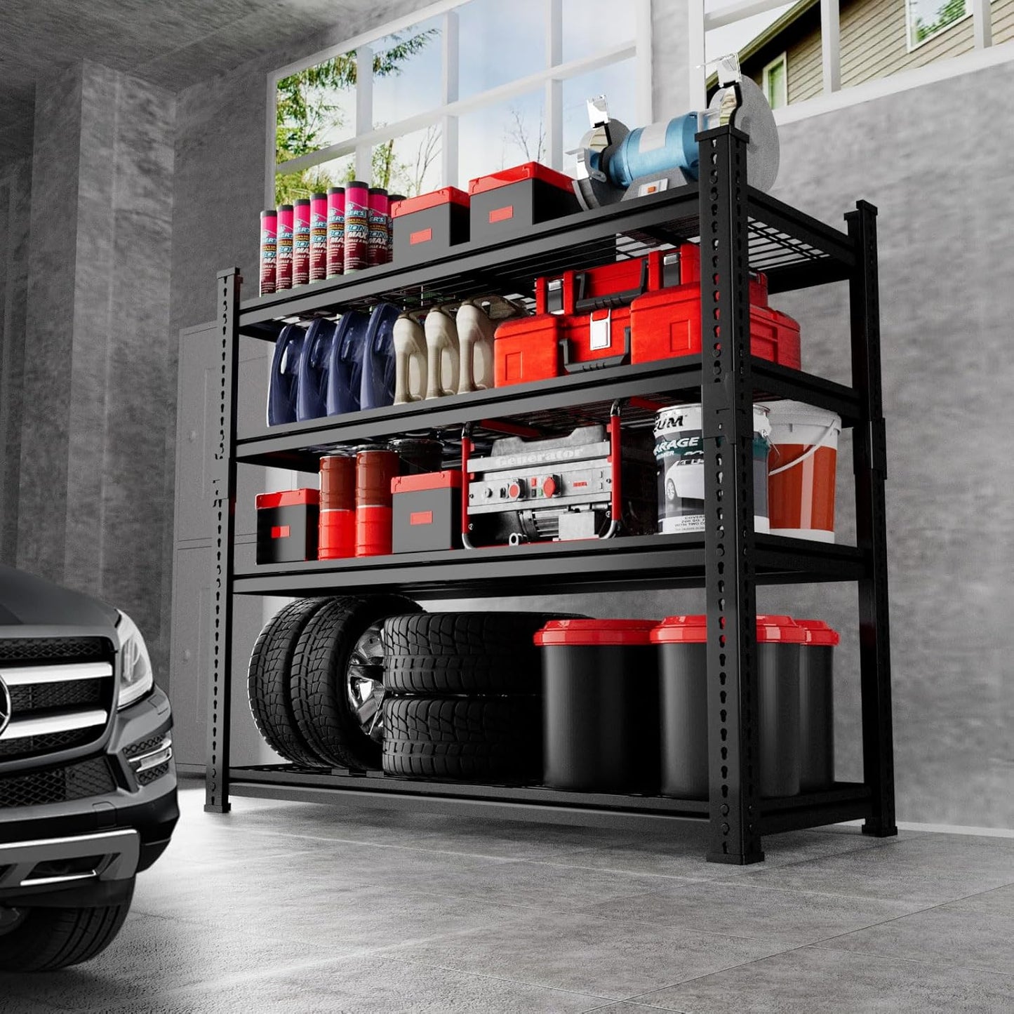 Storage Shelves, Garage Shelving Heavy Duty 1920LBS Capacity, 36"L x 16"W x 60"H Adjustable Metal Shelving Organizer Wire Rack, 4 Tier Utility Shelf Unit for Pantry Closet Warehouse Organization