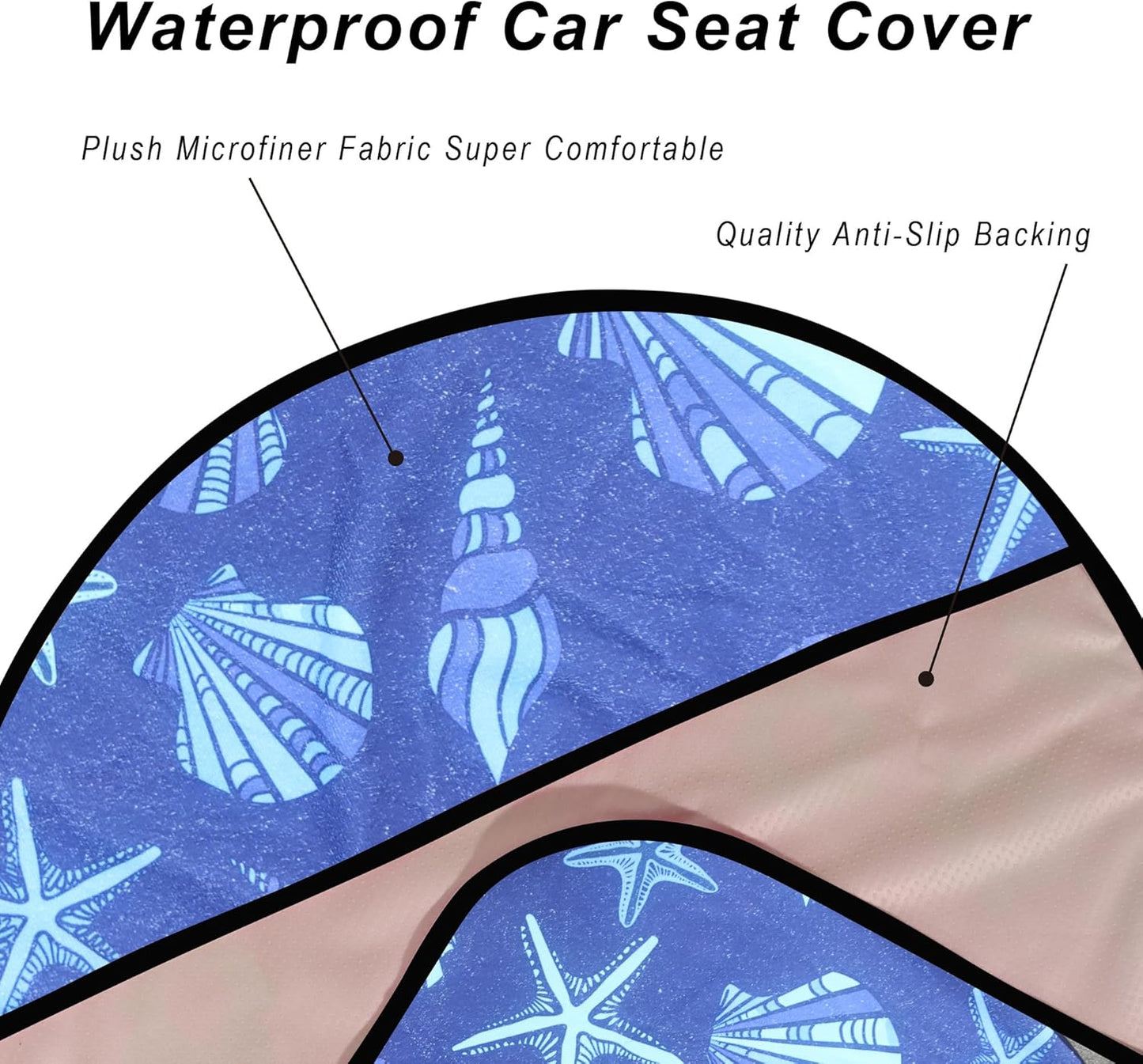 Car Seat Cover Protector Front Seats,for Gym Workout,Running,Swimming,Beach and Hiking,Waterproof Sweat Towel Bucket Seat Covers for Cars SUV Trucks (Conch Shells Starfish, 2Pcs)