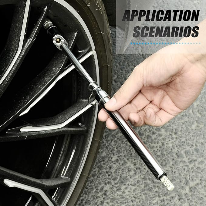 MEANLIN MEASURE Silver Double Straight Type Tire Pressure Gauge，Dual Head Air Pressure Gauge 5Pcs，Pressure Range 10-150 Psi(Suitable for Trucks, etc.
