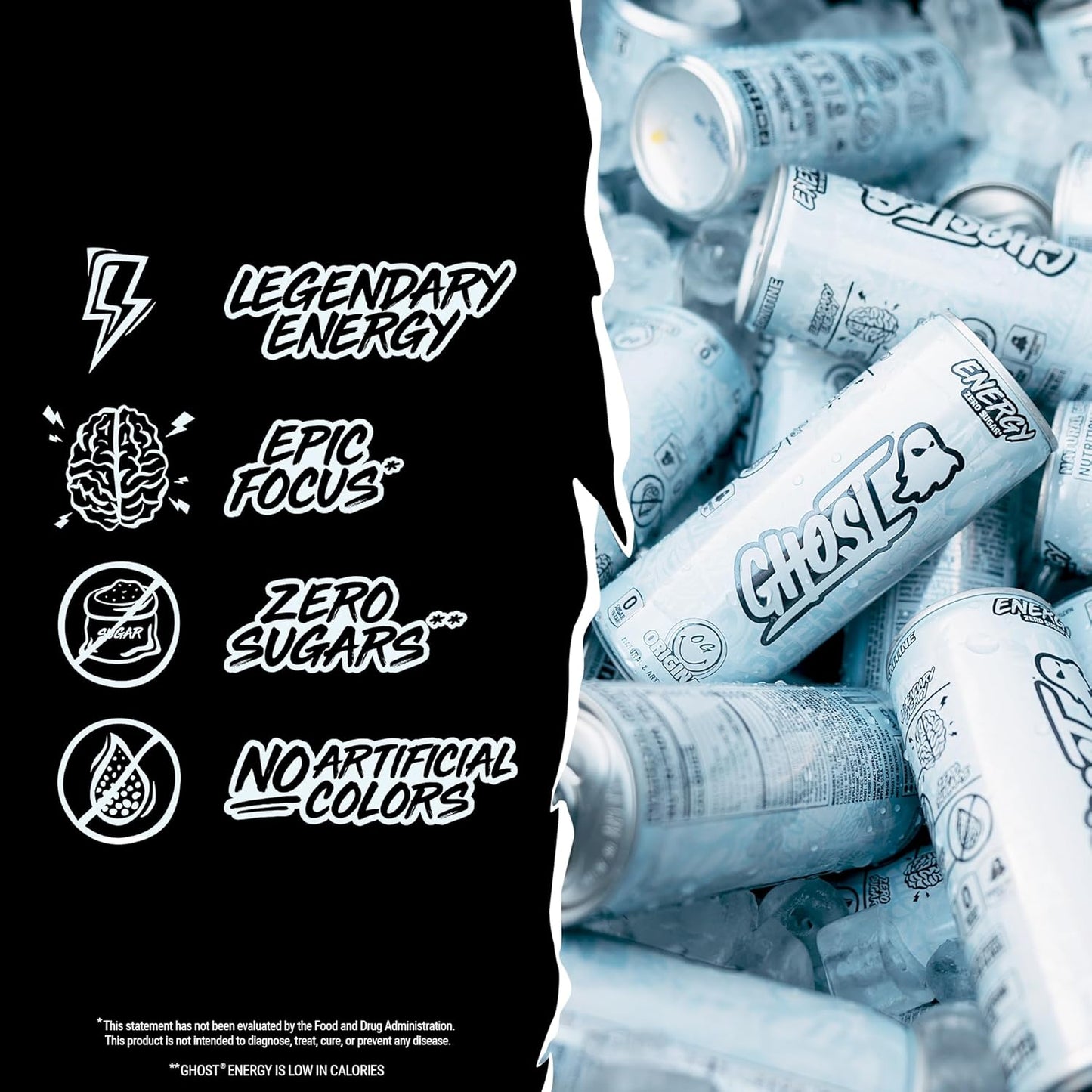 GHOST Energy Drink - 24-Pack, Original, 8.4oz - Energy & Focus & No Artificial Colors - 100mg of Natural Caffeine, L-Carnitine & Taurine - Gluten-Free & Vegan