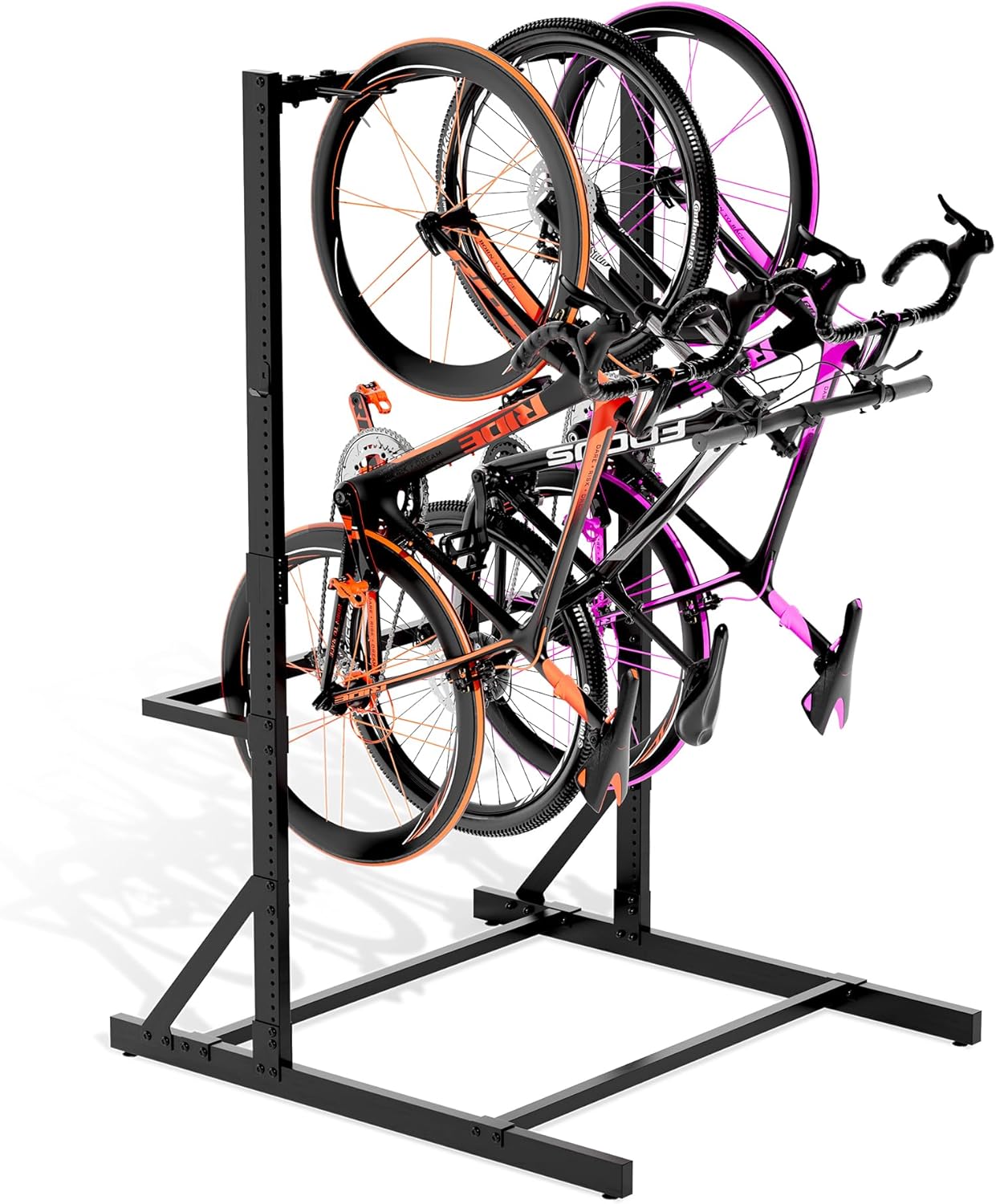 Freestanding Bike Rack for Garage Stroage, 300 Lbs 5 Bikes Storage Rack Steel Vertical Bicycle Rack W/Hooks & Helmet Hooks, Floor Stand Bike Racks for Home and Garage Organizer (4-Bike Rack)