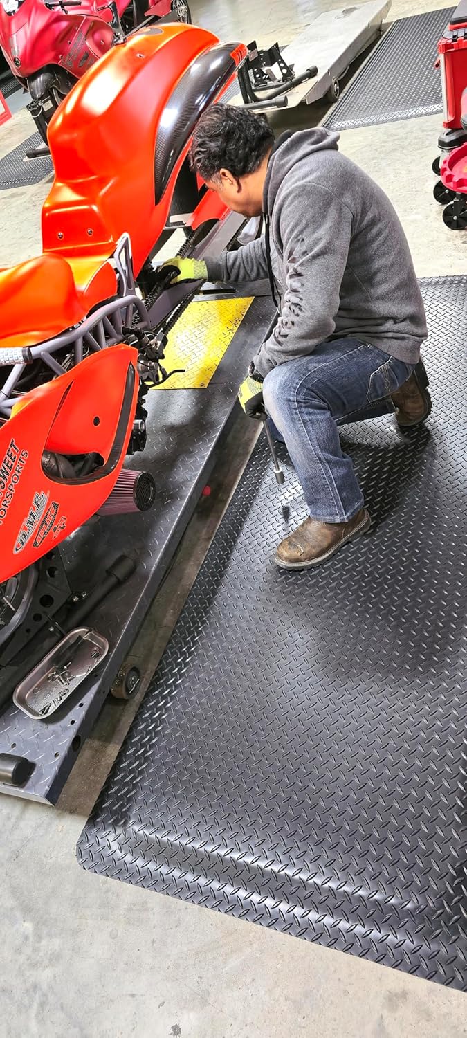 Rhino Mats, American Classic Diamond Anti-Fatigue Mats, Industrial Ergonomic Comfort Standing Mat for Work, Home, Garage, Office, Kitchen or Anywhere (Black 1" Thick, 2 FT. x 17 FT.)