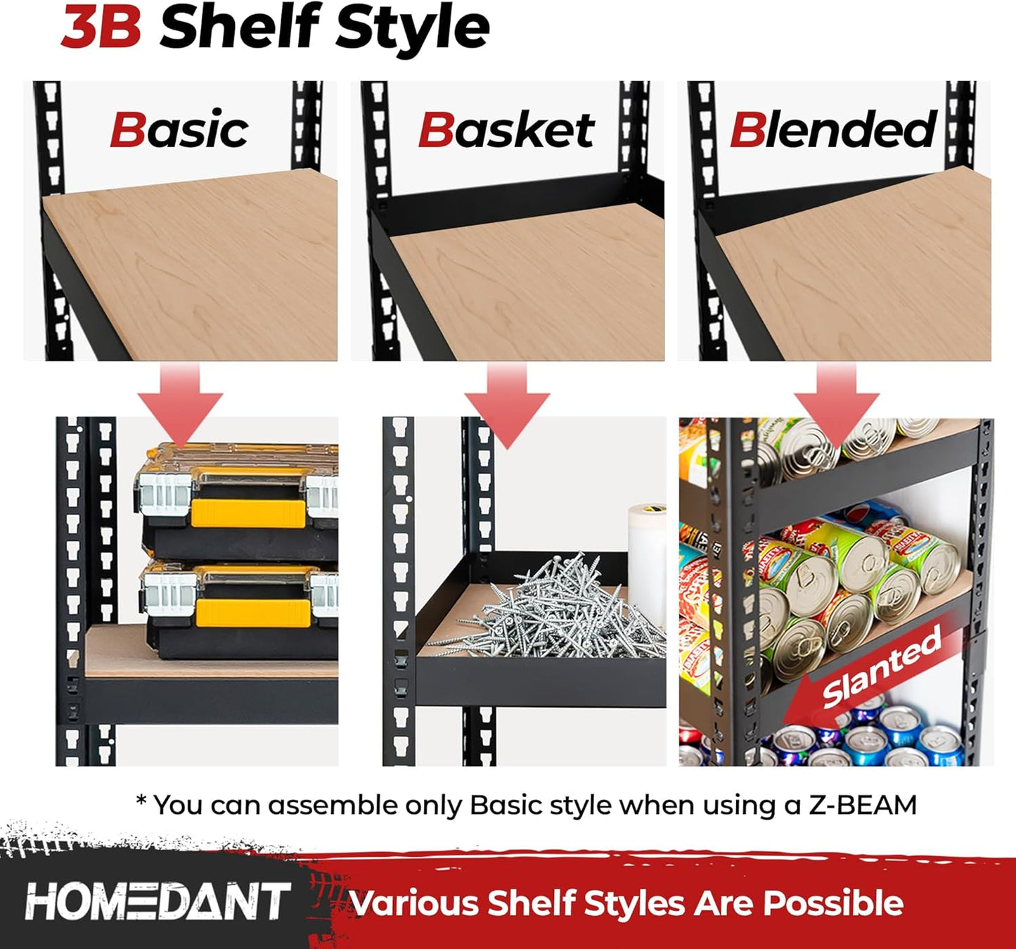 HOMEDANT 5 Tier Laminated Boltless Heavy Duty Garage Storage Adjustable Wide Size Metal Shelving Unit Utility Rack Shelves Organization Shelf Shed Warehouse 47.7" W x 24.1" D x 71.3" H 10Pack