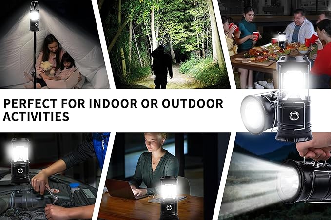 KunHe 5-Pack 1800mAh Collapsible Portable LED Camping Lantern Lightweight Waterproof USB Rechargeable LED Flashlight Kits for Indoor Outdoor Home Emergency Light Power Hiking