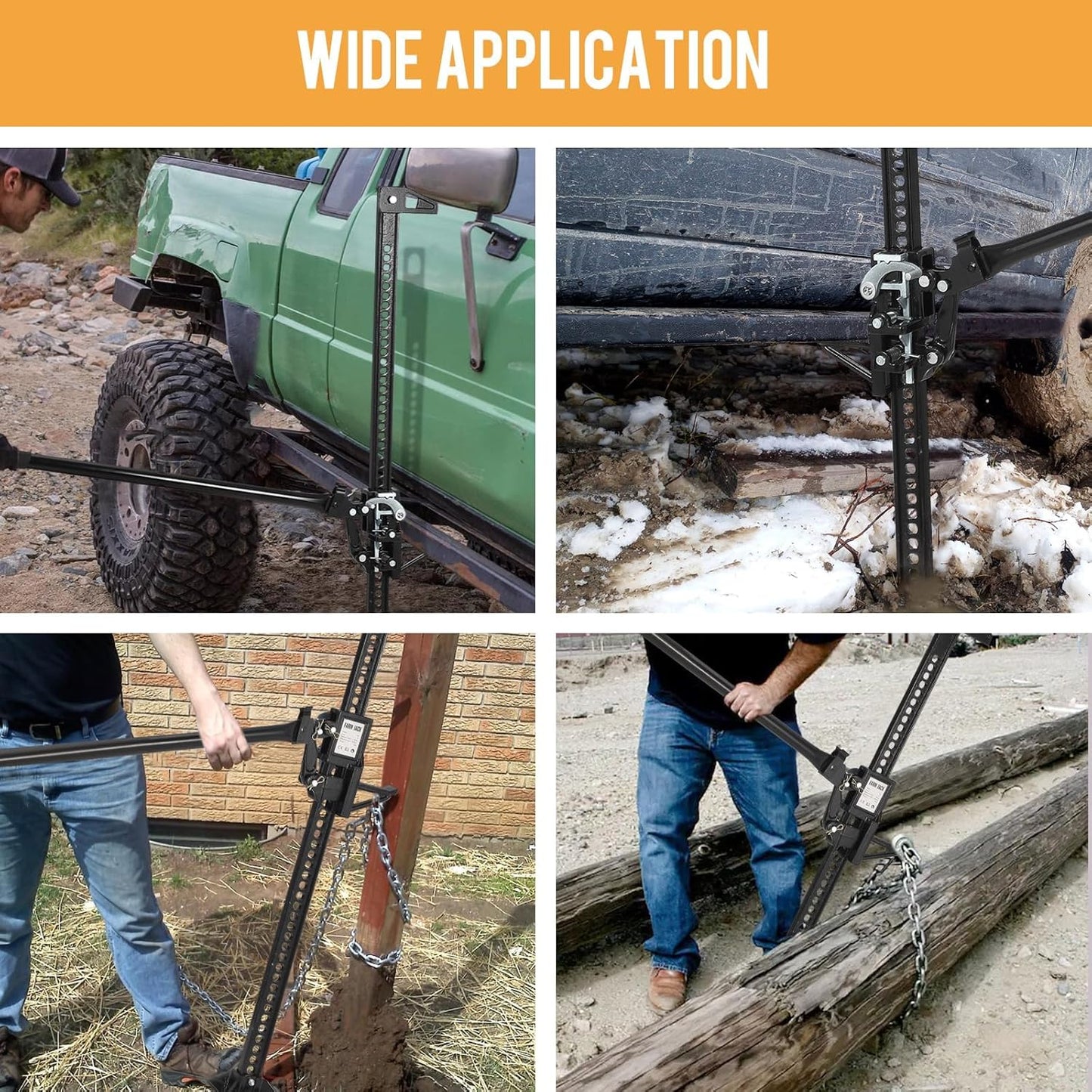 Multi-Functional Lift Jack, Farm Jack Heavy Duty Off Road, for Tractor, Truck, SUV, ATV, UTV, Off Road Accessories, Durable 3 Ton with Wide Base & Ratcheting Mechanism