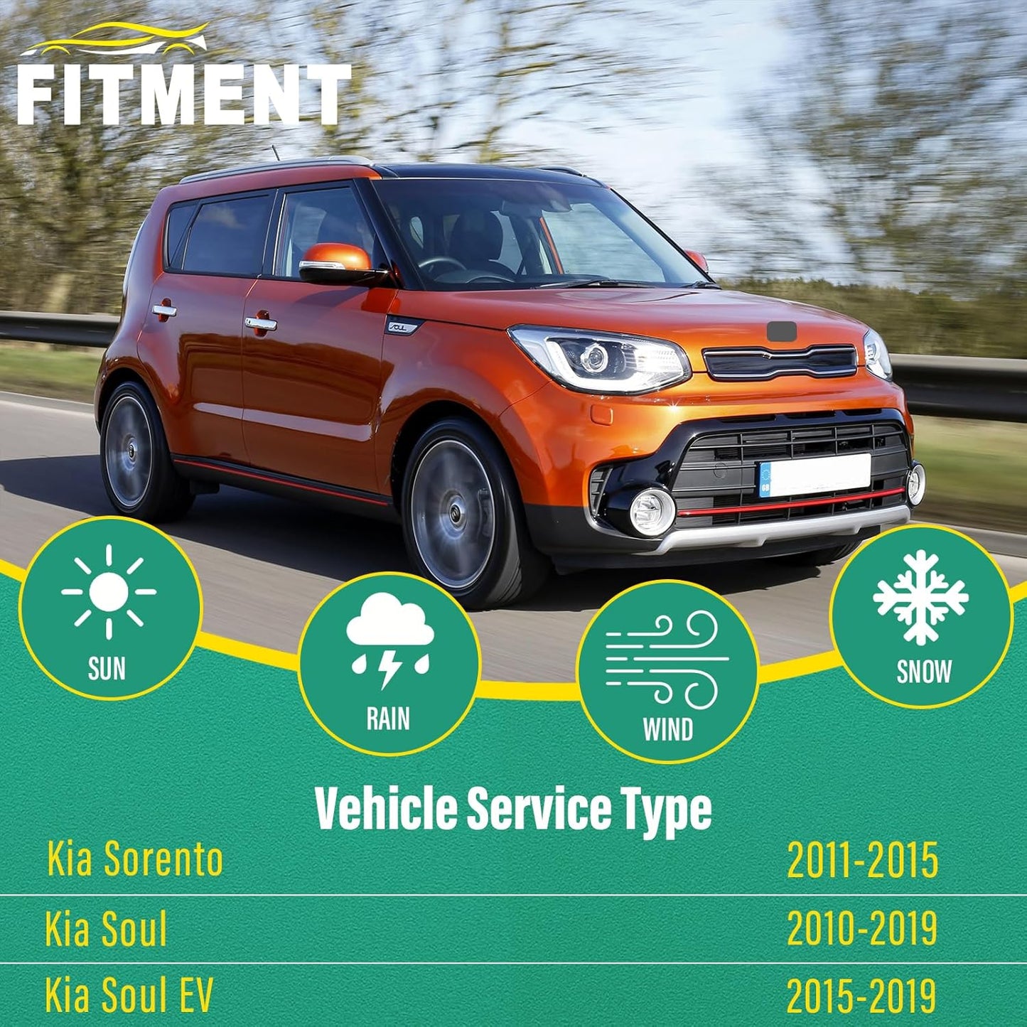 24" 20" 11" Windshield Wiper Blades Replacement for Kia Soul 2010-2019 / Kia Sorento 2011-2015 Premium All Weather Front Rear Wipers Set - OEM Quality (Pack of 3)