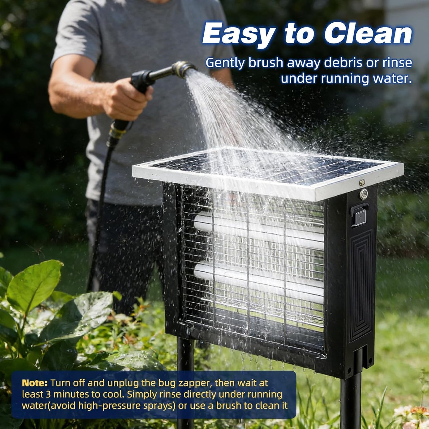 Outdoor Solar Bug Zapper for 2000 Sq.Ft, Portable Mosquito Zapper with 13ft Extension Cord, Rechargeable Electric Zapper with High Power for Yard, Garden,