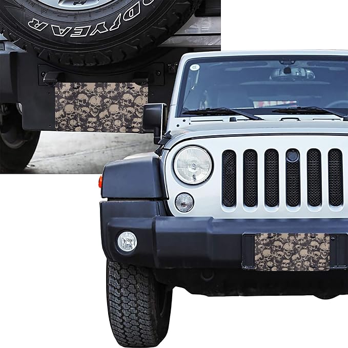 Front License Plate Retro Skull Vanity Plates Aluminum Metal Decorative Car Tag Novelty License Plate Cover for Men Women ‎6 * 12 in (4 Holes)