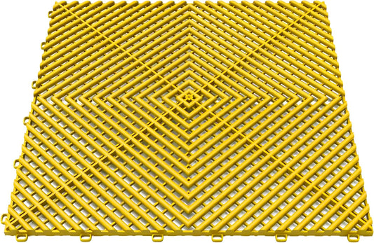 15.7"x15.7" Garage Flooring Tiles, Non-Slip Interlocking Plastic Garage Floor Mat, Garage Organization & Garage Storage, Vented Pattern (Yellow, 25PCS)