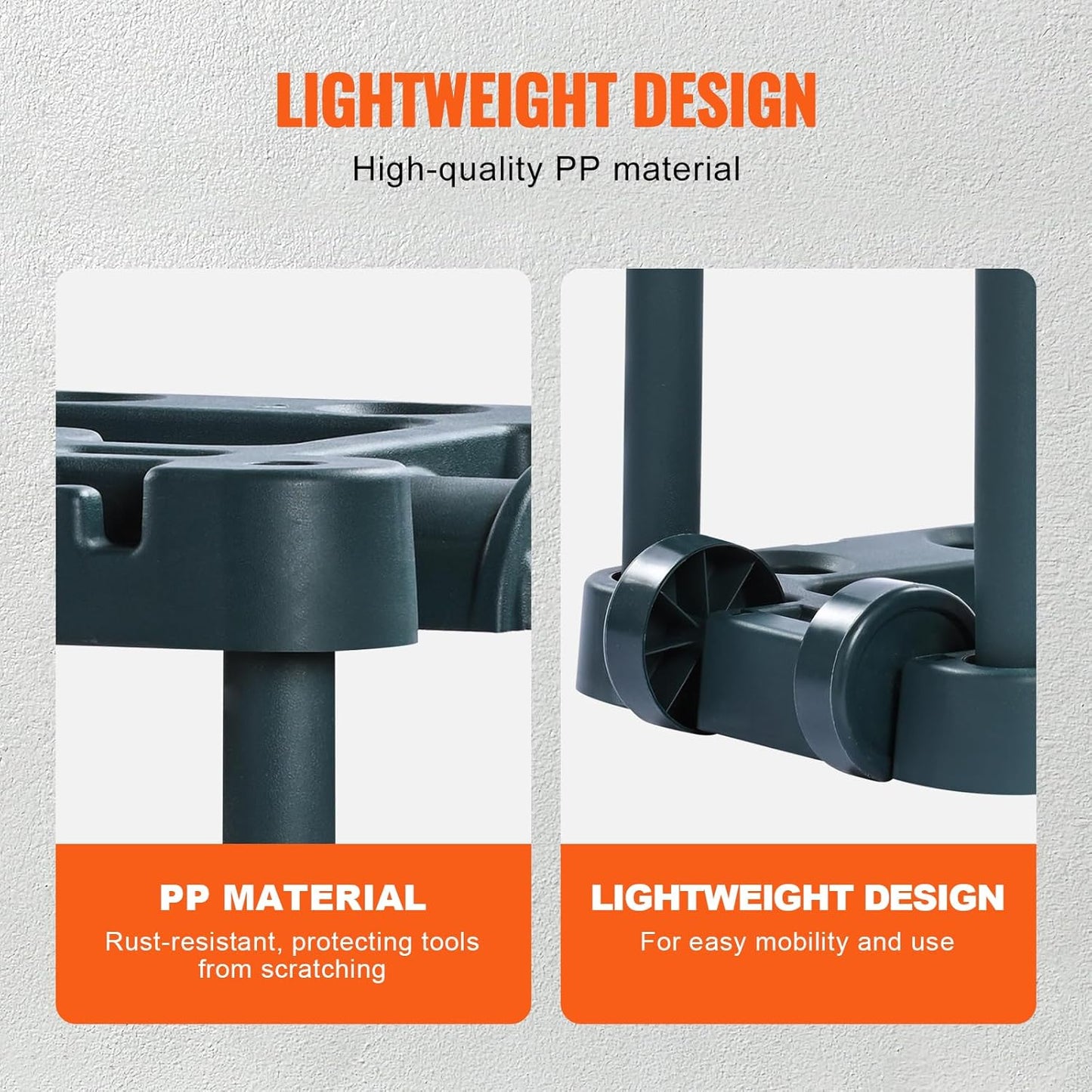 VEVOR Garden Tool Organizer, 10 Slots, Yard Tool Tower Rack for Garage Organization and Storage, Hold Long-Handled Tool/Rake/Broom/Shovel, PP Garden Tool Stand Holder Organizer for Yard, Shed, Outdoor