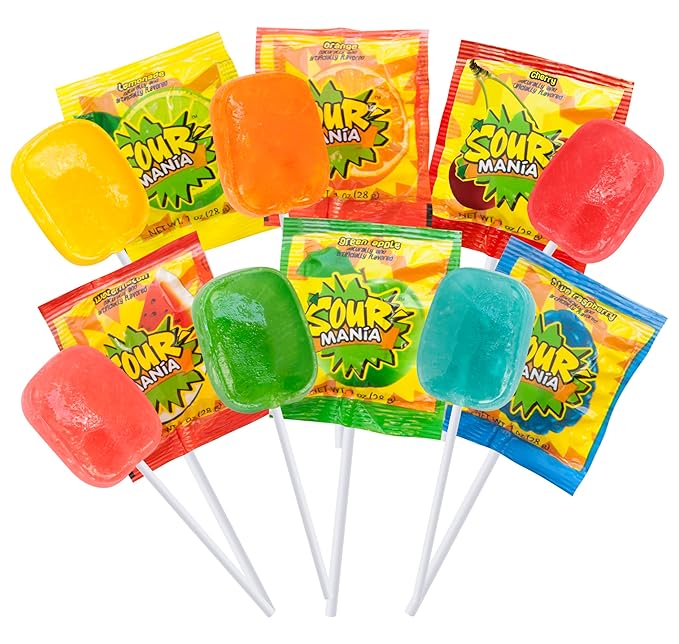 Yummy Lix Sour Mania Gourmet Lollipops, (Pack of 24)