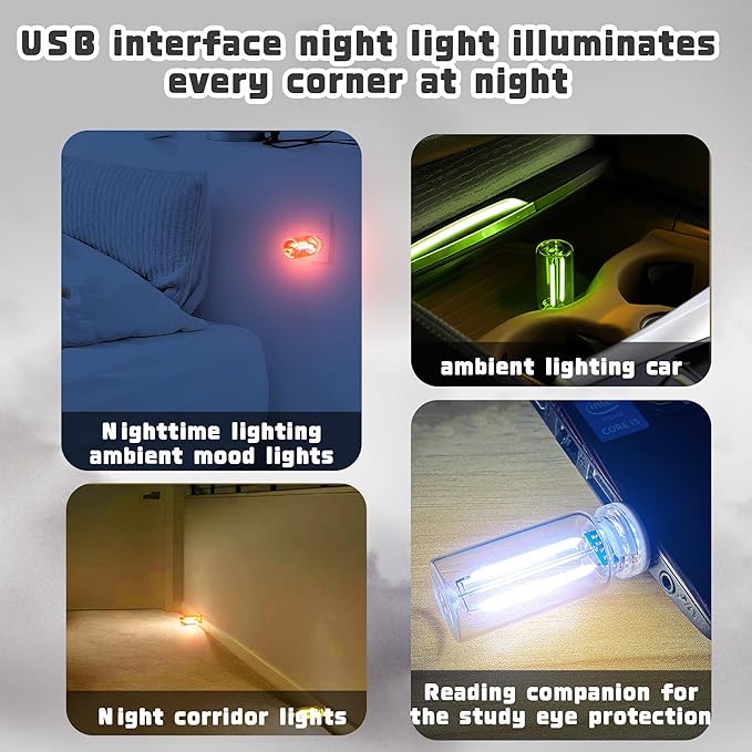 Retro Car Mood Bulb, Touch Dimmable USB & Battery Lighted LED Car Interior Atmosphere Lamps, Automotive Interface Charging Night Lights, Mini Portable Camping Lights Decorations (Blue, 1Pack)