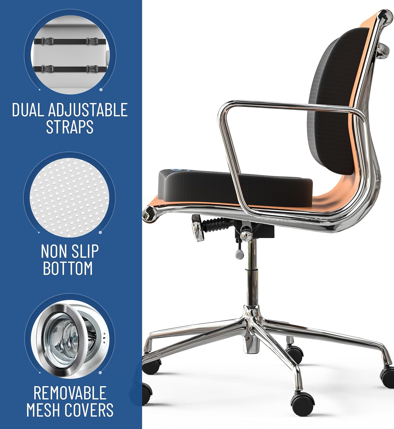 Everlasting Comfort Doctor Recommended Memory Foam Seat Cushion for Office Chairs & Car Seat - Ergonomic Office Desk Accessories for Tailbone Pain Relief, Sciatica & Back Support