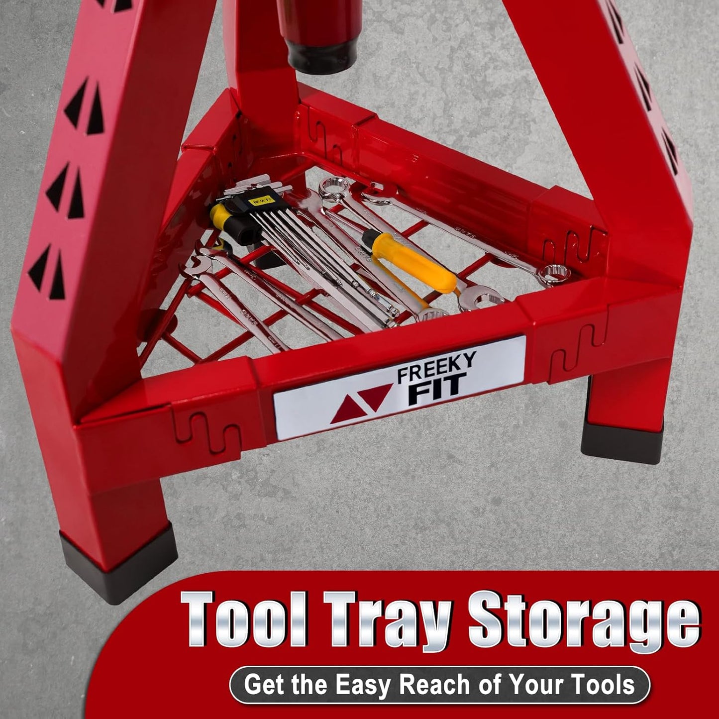 Adjustable Shop Stool,Garage Mechanic Stool Chair,Work Seat for Workshop, Adjustable Height, 360° Swivel Padded Square Seat,Tool Storage, 350 LBS Capacity, Heavy Duty, Red