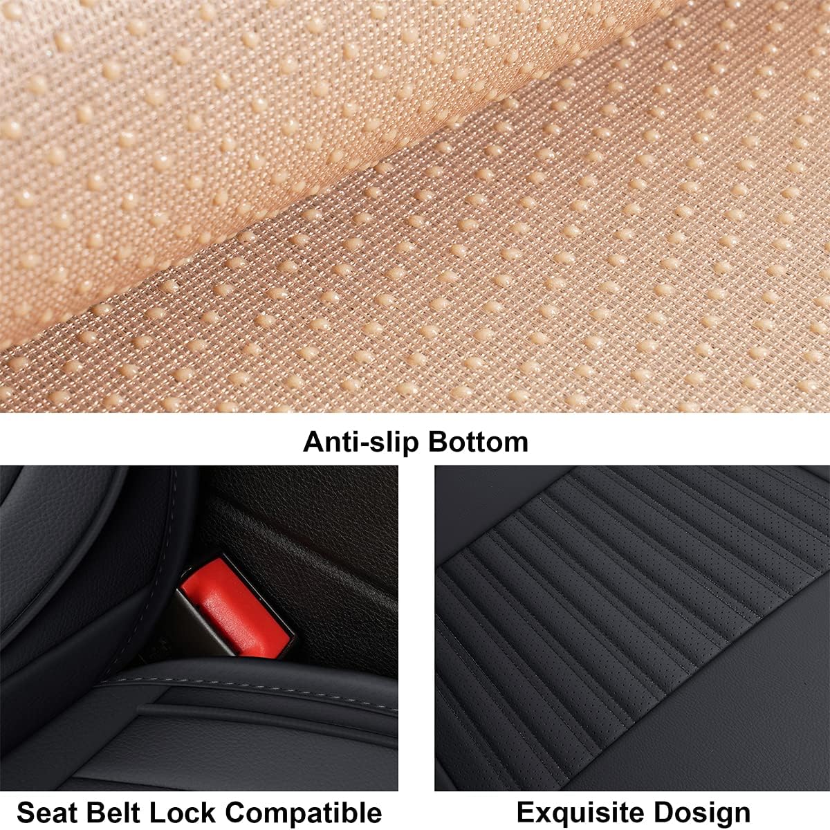 LINGVIDO Car Seat Covers, Breathable and Waterproof Faux Leather Automotive Seat Covers for Cars SUV Truck Sedan,Universal Anti-Slip Driver Seat Cover with Backrest (Front Seat, Black)