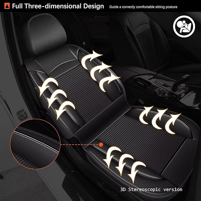 Car Seat Covers Fit for Nissan Frontier 2009-2023 2024 2025: Leather Seat Covers Full Set Ice Silk Breathable Waterproof Seat Cushion Protector