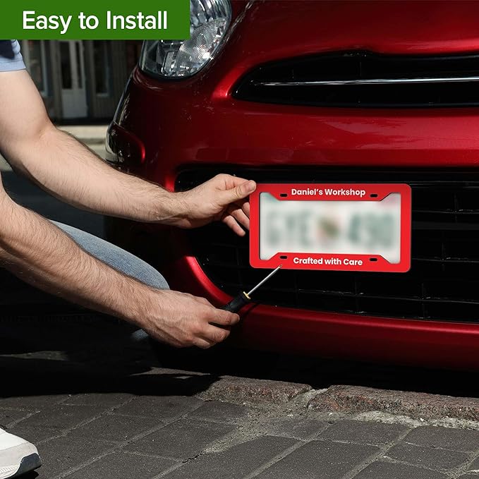 Custom License Plate Frame, Personalized Text License Plate Holders Metal for Front Car Colors Tag, 6.5 x 12.5 Inch, Weather Resistant, Made in USA My Sign Center