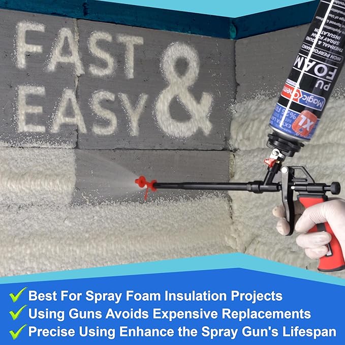 Spray Foam Gun Insulation (1 Insulation Foam Gun / 4 Nozzle) Insulating Applicator, Professional Expanding Foams Guns, for Dispensing, Caulking, Filling, Sealing, Red - 1 Pack