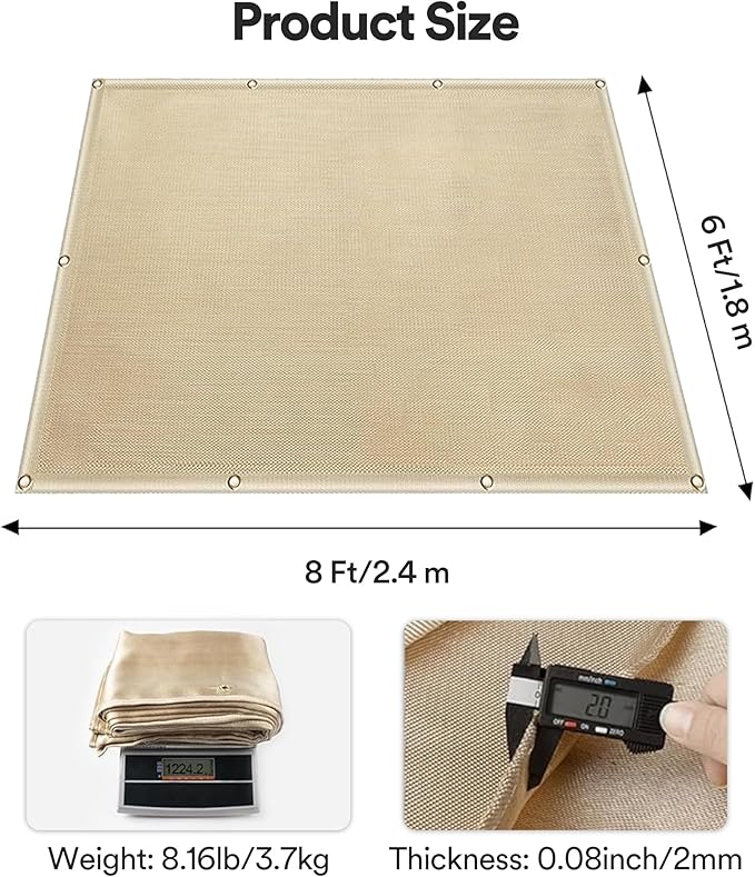 Welding Blanket, Heavy Duty Welding Blanket 6FTx8FT Large Size Fiberglass Welding Curtain