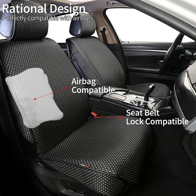 Auto Newer 5 Seats Luxury Breathable Car Seat Cover Full Set Fit Four Seasons of Universal Automotive Vehicle Cushion Cover Compatible with 90% Cars,SUV,Trucks(Full Set Black)