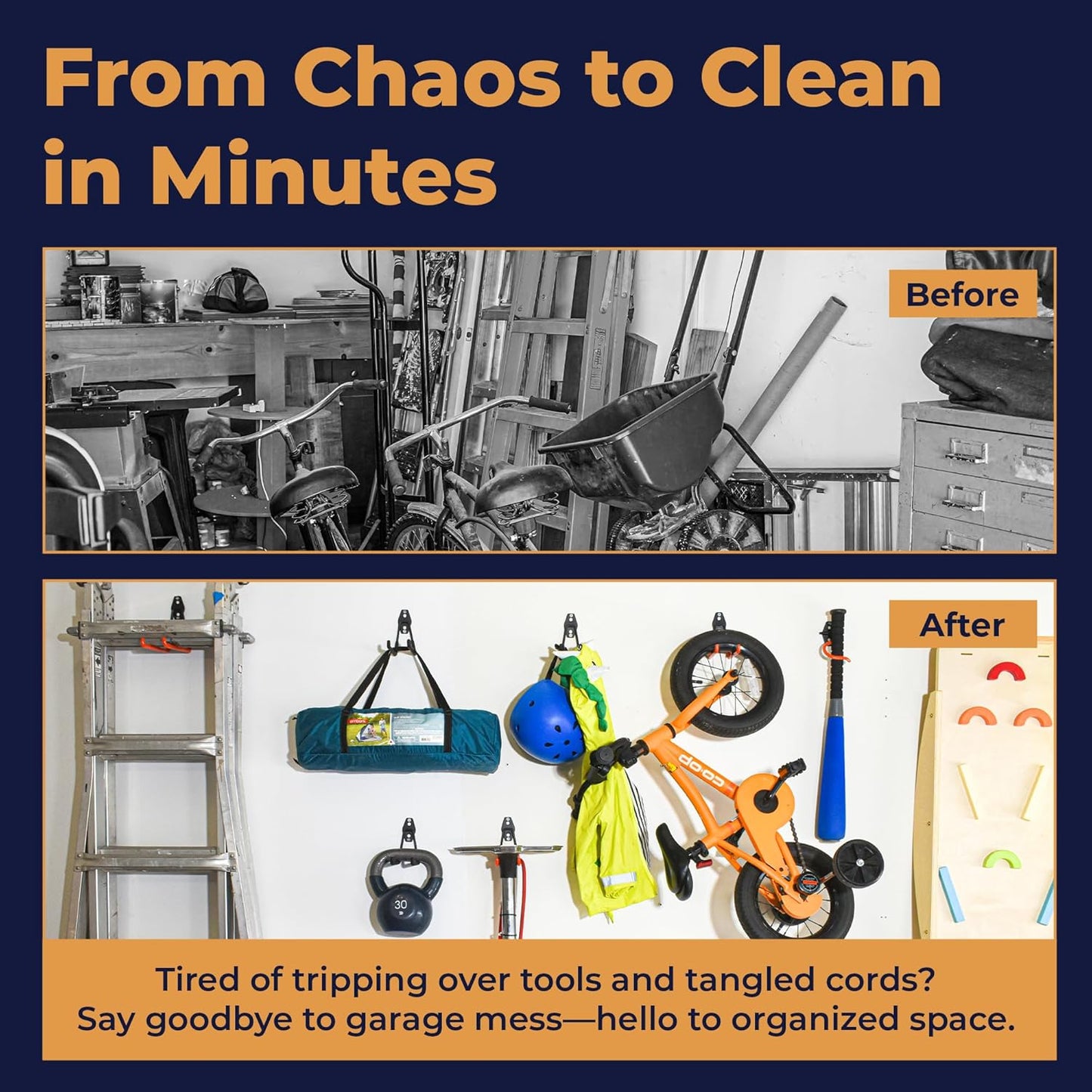 28 Pack Steel Heavy Duty Garage Hooks Storage Hooks with Anti-Slip Coating, Utility Garage Wall Mount Hanger and Organizer for Bikes, Ladder, Rope, Broom, Shovel and Garden Power Tools (28, Black)