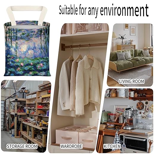 Car Garbage Can, Seat Back Hanging Cute Car Trash Can Bag, Car Organizer and Storage Bag for Travelling, Outdoor Watercolor Water Lily