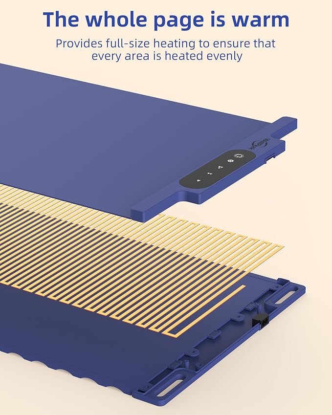Electric Warming Mat for Food - Full Surface Fast Heating Silicone Tray with 3-Level Temperature, Auto-Off, Raised Feet for Table Protection, Versatile Warmer for Gatherings, Party, Home Buffet, Blue