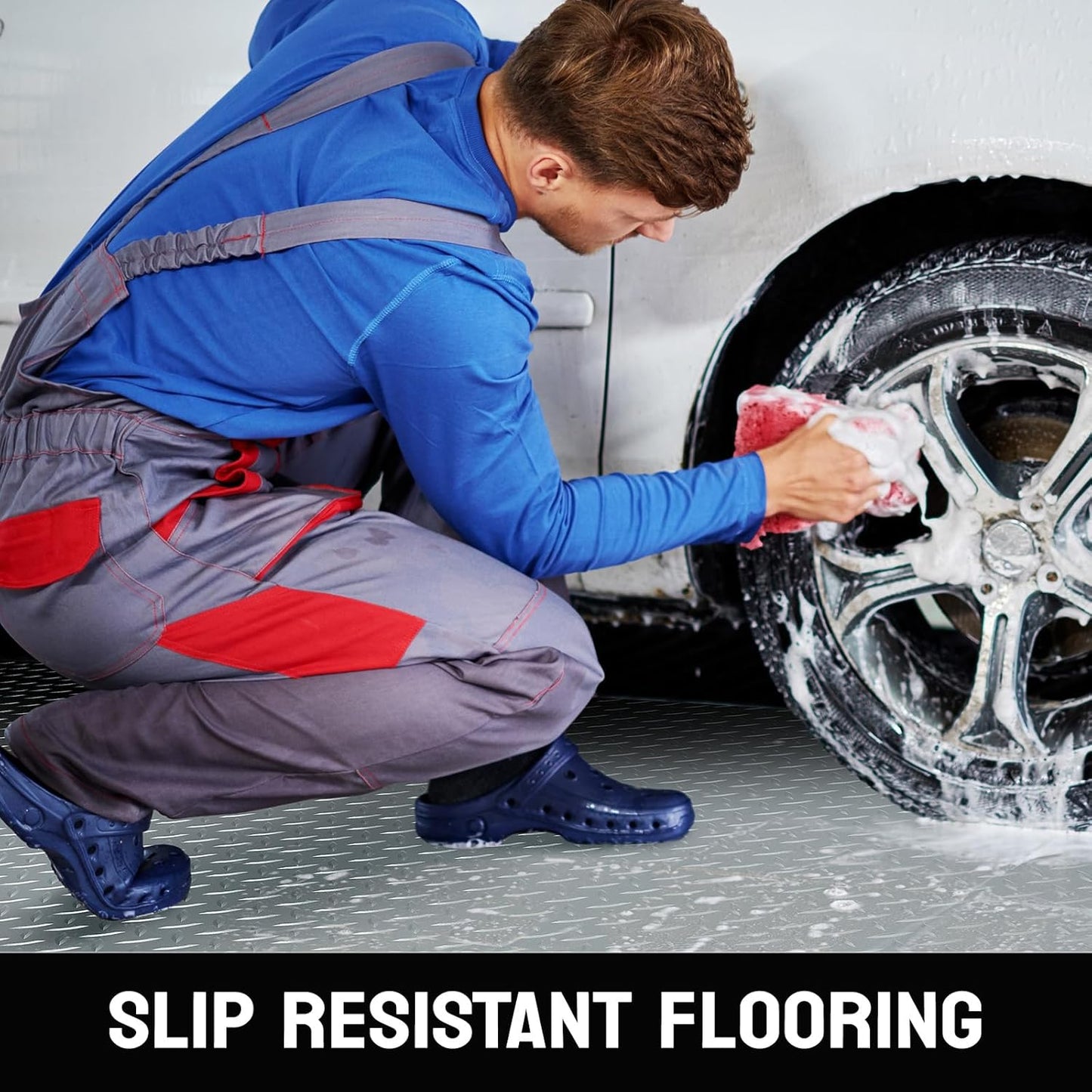 TUFFIOM 7.5x22 FT Garage Floor Mat, Thickened Diamond Plate PVC Garage Mats Flooring Roll for Under Car, Garage Parking Mats for Floor Large SUVs, MPV, Pickup Truck, RV